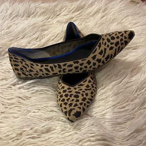 Rothy’s The Point Leopard Flats Slip On Shoes Retired Color Size 10